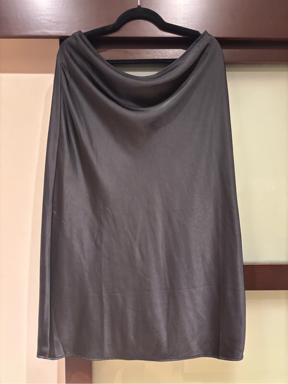 Black Midi Slip Skirt with Slit